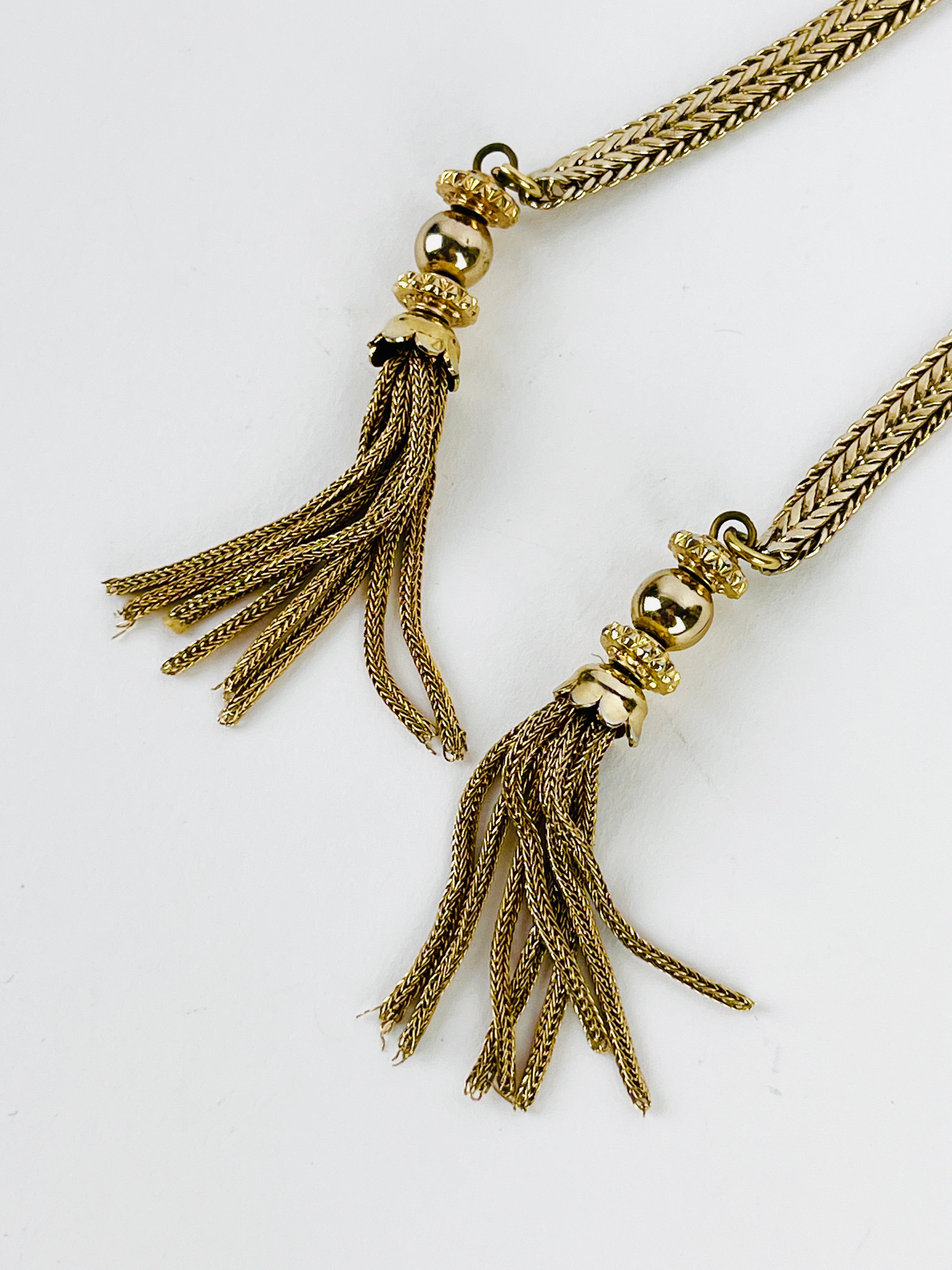 Buy 70s Sparkling Gold Plated Monet Tassel Necklace Modernist Teardrop  Pendant Cable Chain VFG Online in India - Etsy